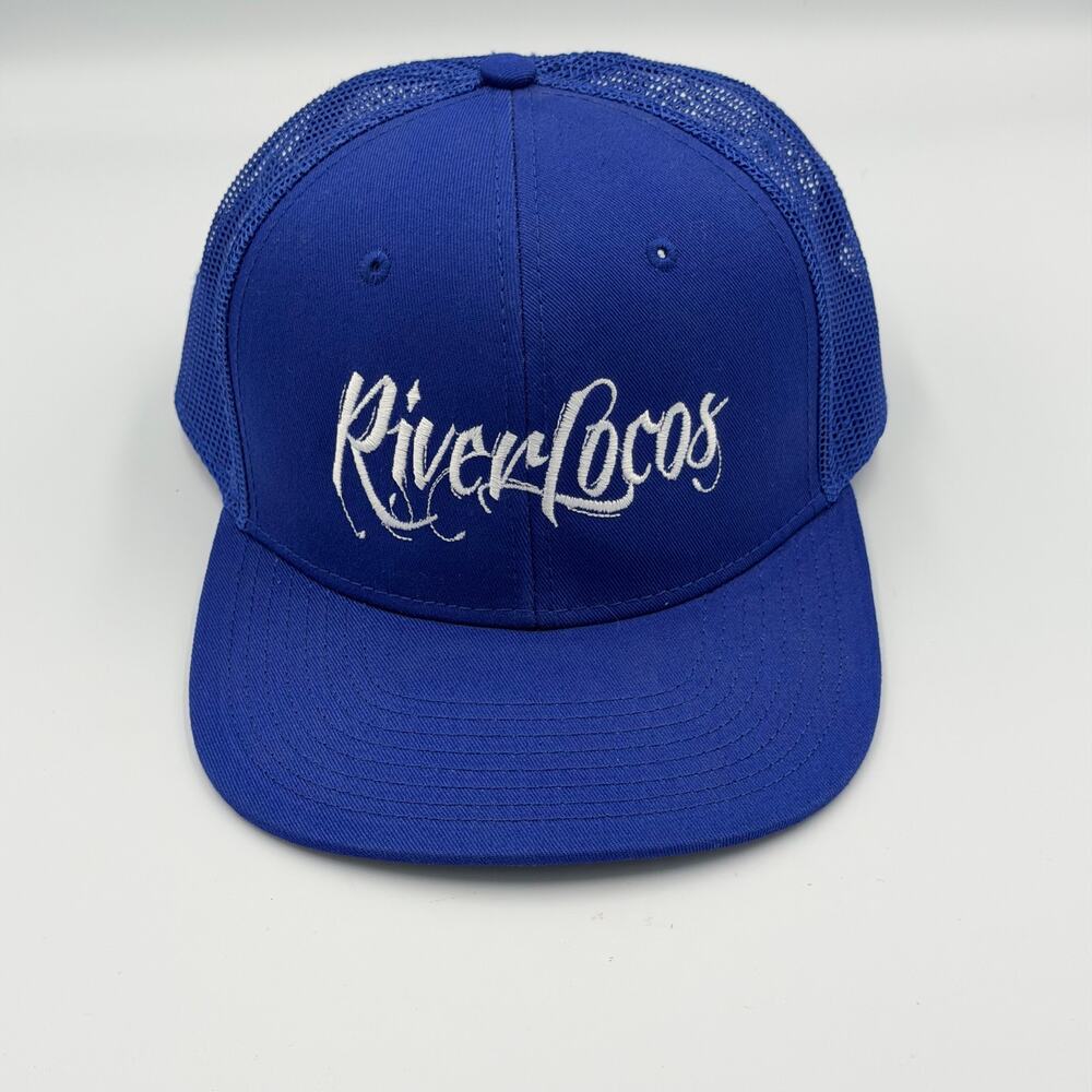 Otto Blue Cap Snapback Trucker Hat "River Locos" One Size Adjustable Mesh Back